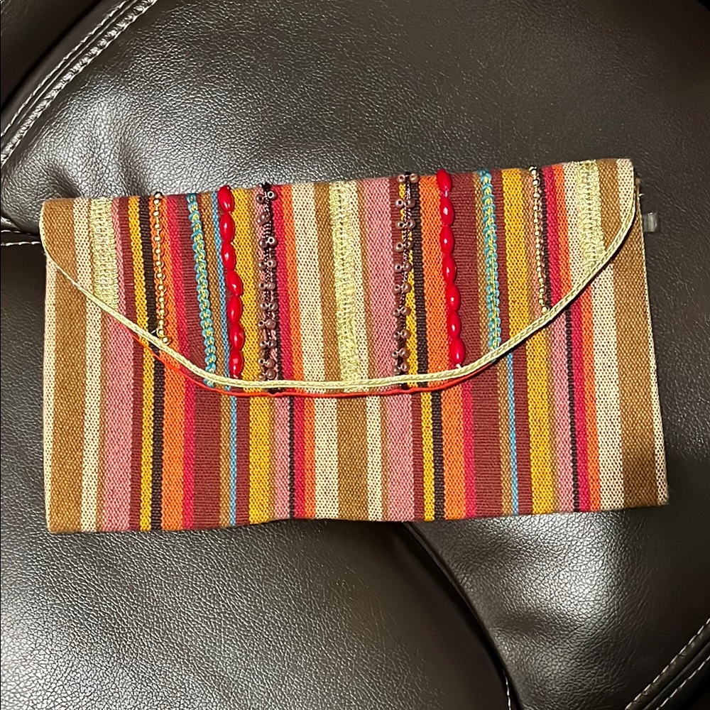 Colorful beaded cloth envelope clutch from LIMITED EDITION 10" x 5.5"